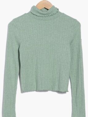 Madewell NWT Extremely lightweight ribbed Long-Sleeve tutleneck crop pullover